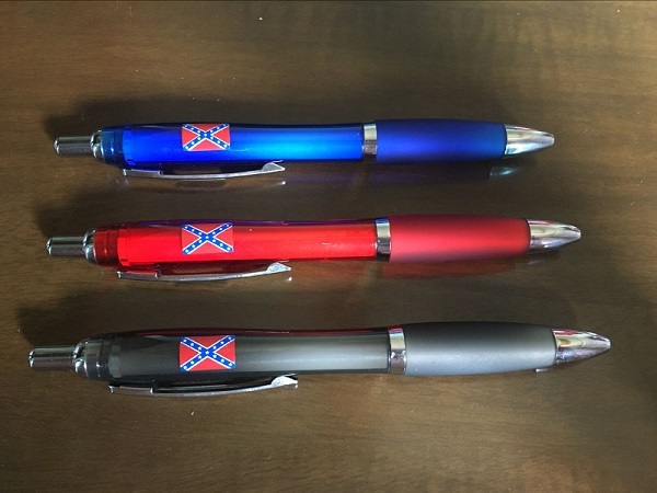 plastic pen with rebel flag